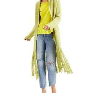 INC International Concepts Mustard Fringe duster Cardigan